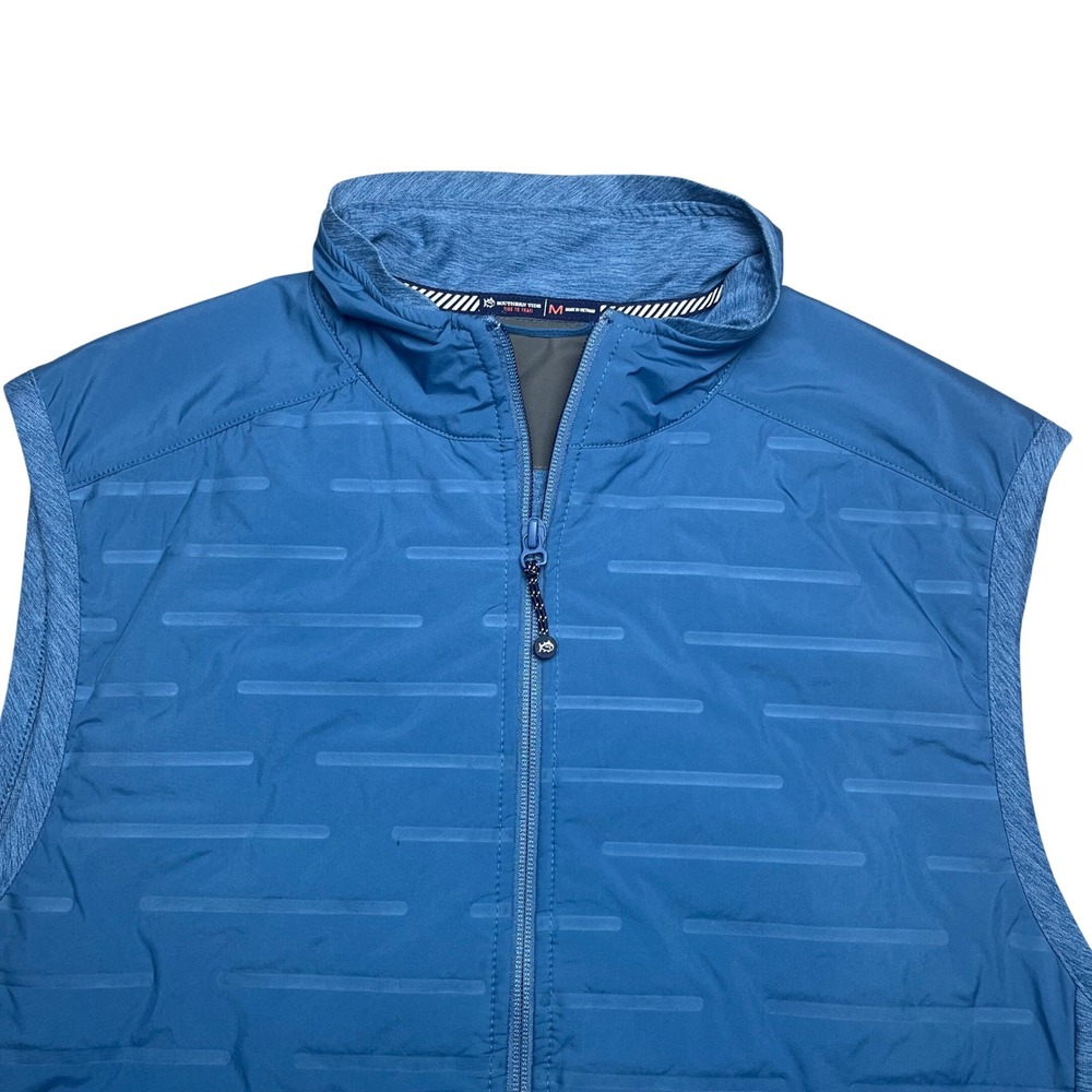 Southern Tide Vest Men Medium Blue Tide to Trail Full Zip Textured Mock Neck - Picture 5 of 10